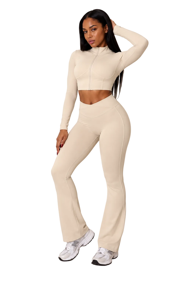 Luxe Contour Zip-Up Flare Set