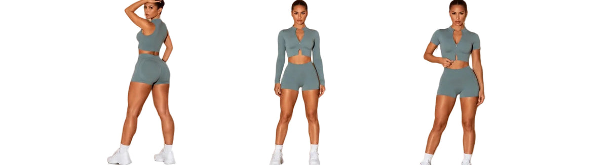 3-Piece Contour Zip Set in soft green