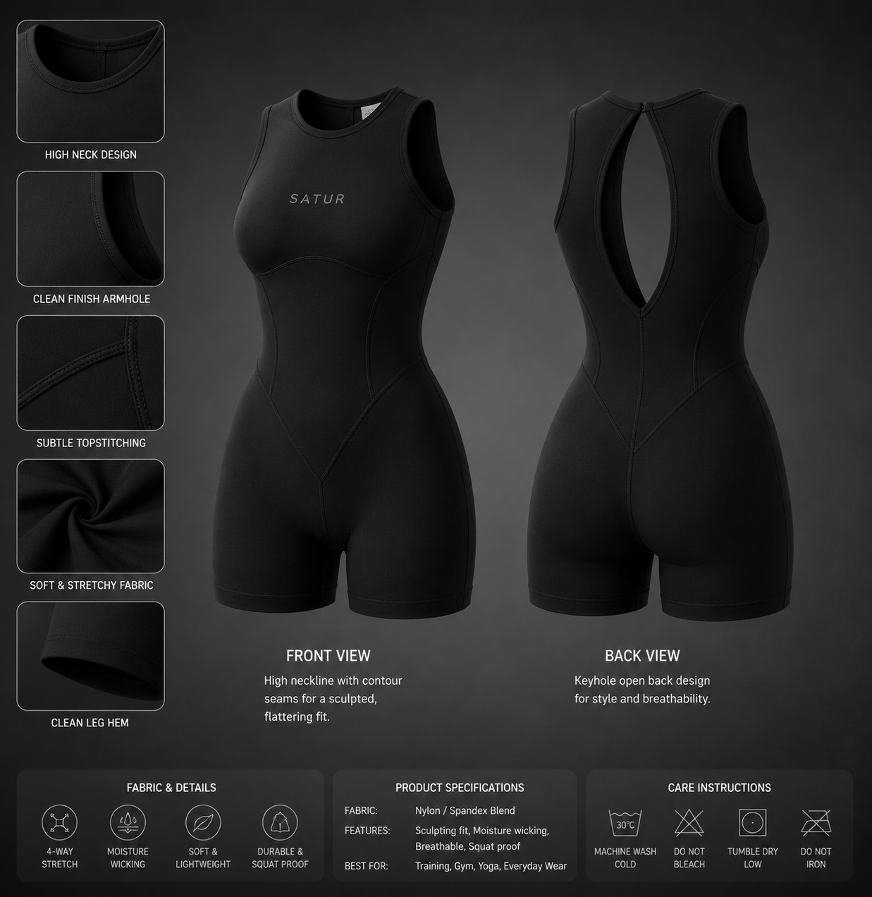 Sculpt Open Back Romper Satur Sculpt